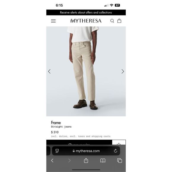 FRAME The Straight Jeans Cream Button Down Raw Hem - Picture 1 of 14